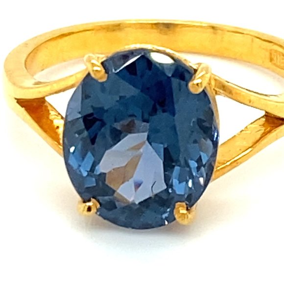 Certified Blue Spinel 5.04ct Solid 22K Gold Ring - Picture 7 of 8